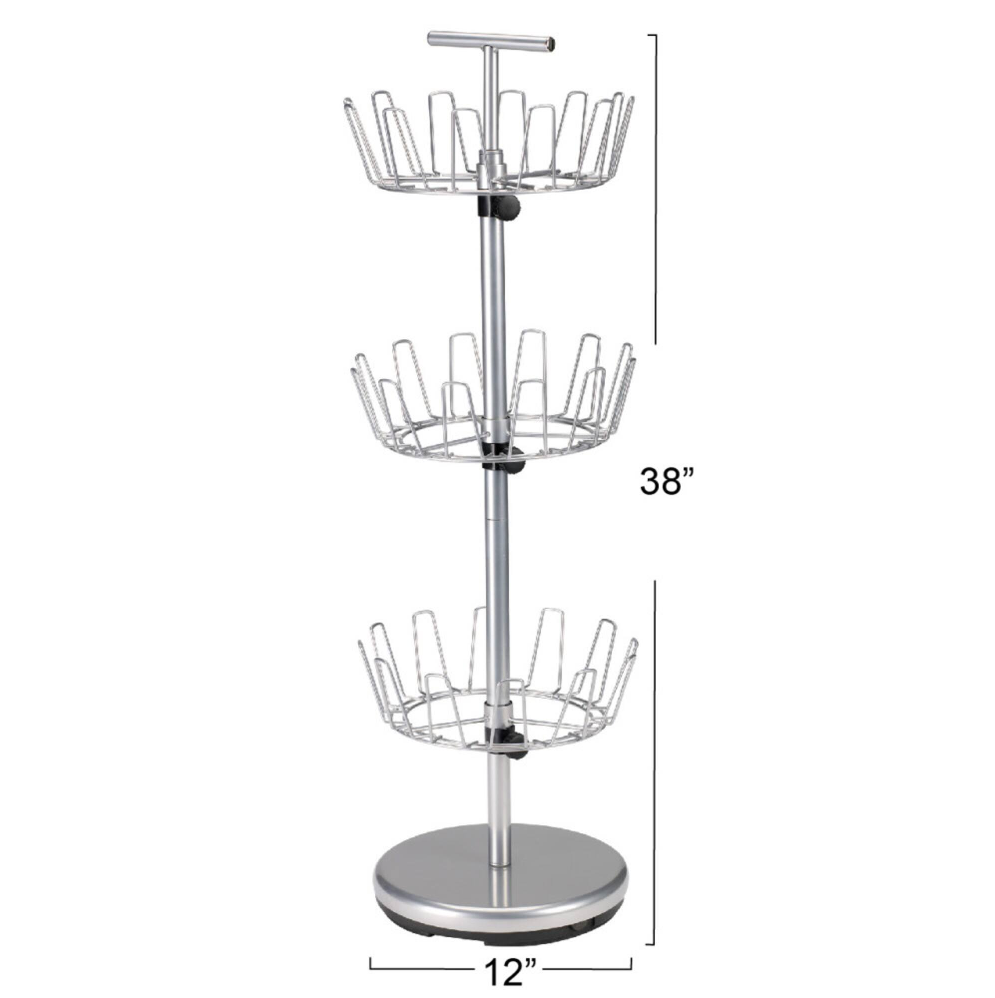 Household Essentials 38" Silver 3-Tier Revolving Shoe Tree
